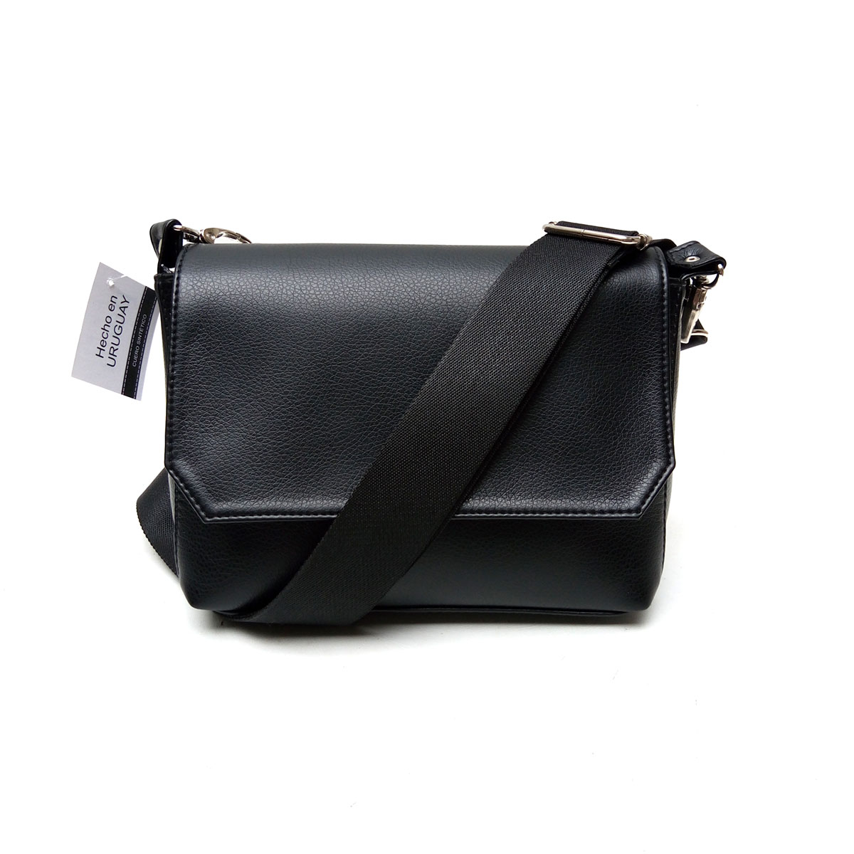 Bandolera Solapa Cuero Eco | Negro