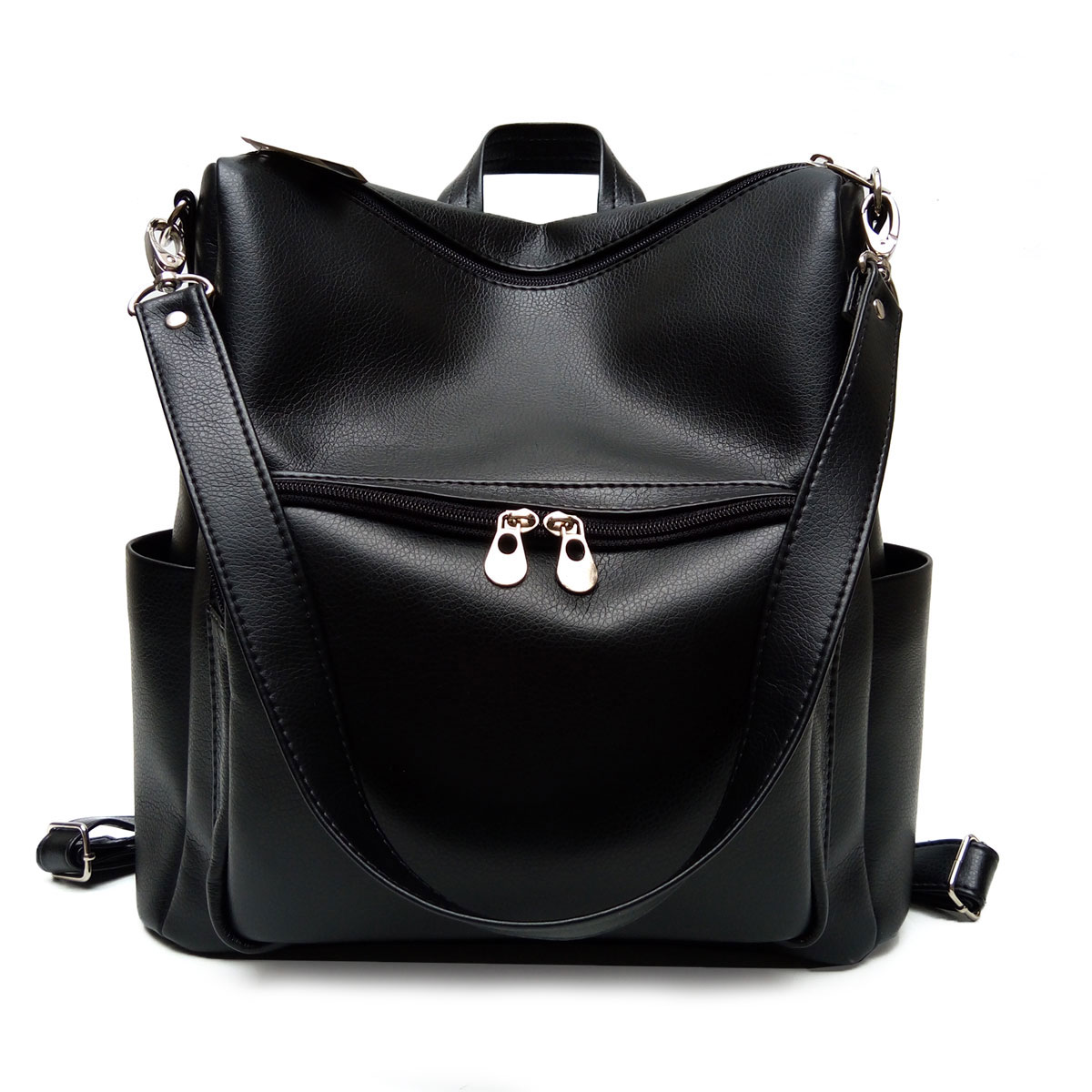 Cartera Mochila Cuero Eco Correa Desmontable | Negro