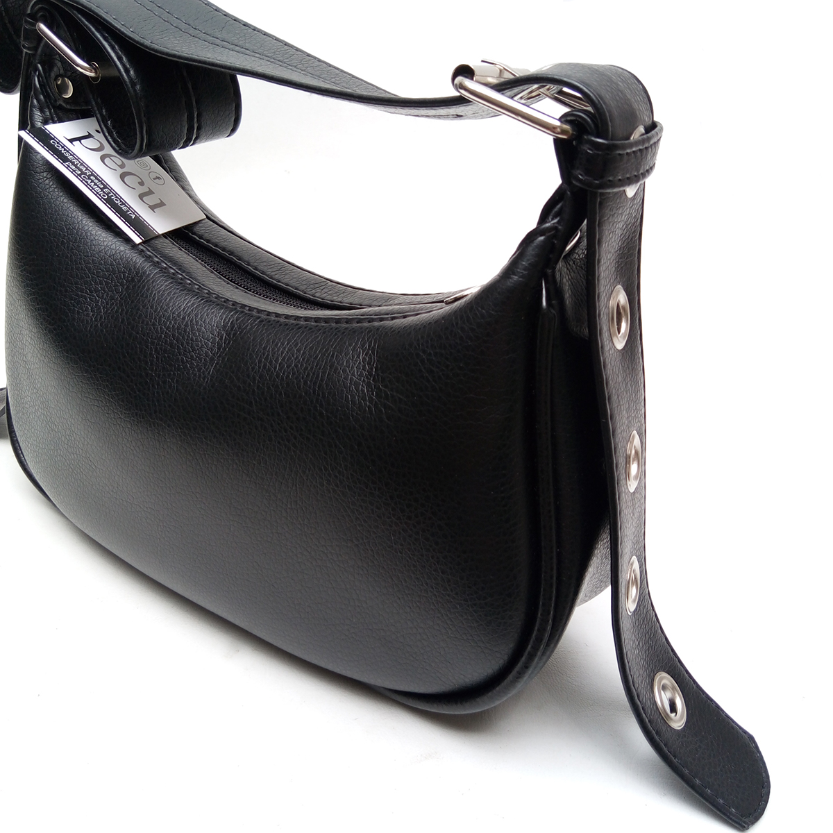 Detalle de Bandolera Hobo Cuero Eco | Negro