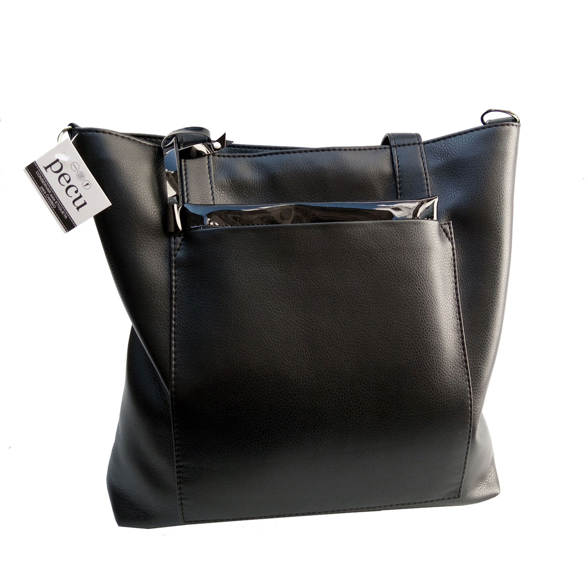 Bolso Shopper Cuero Eco Bolsillos
