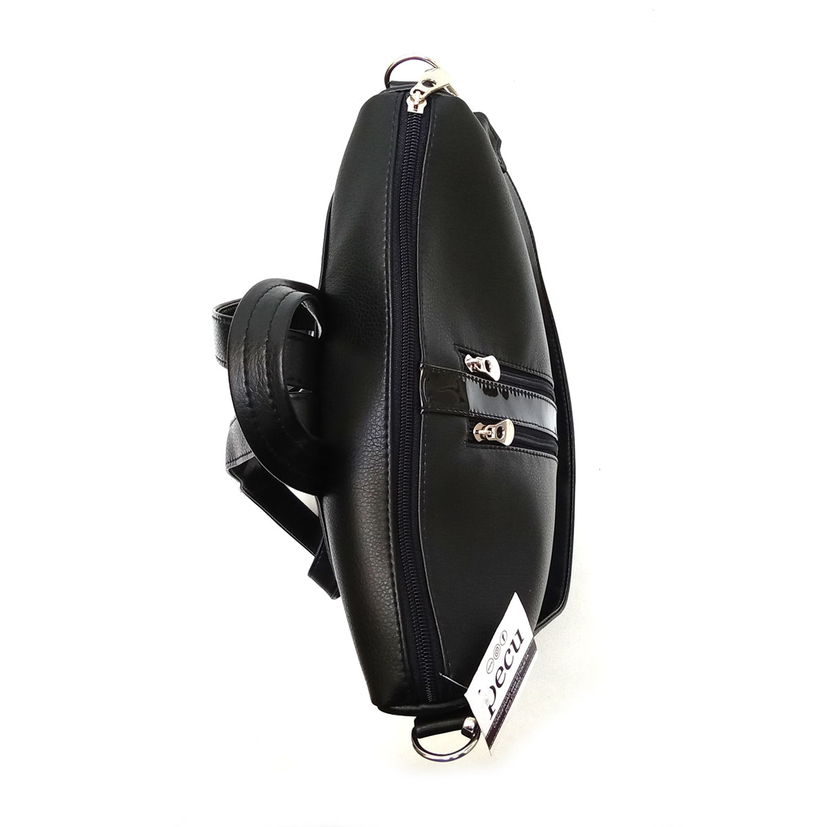 Cartera Mochila Bolso Cuero Eco Doble Cierre