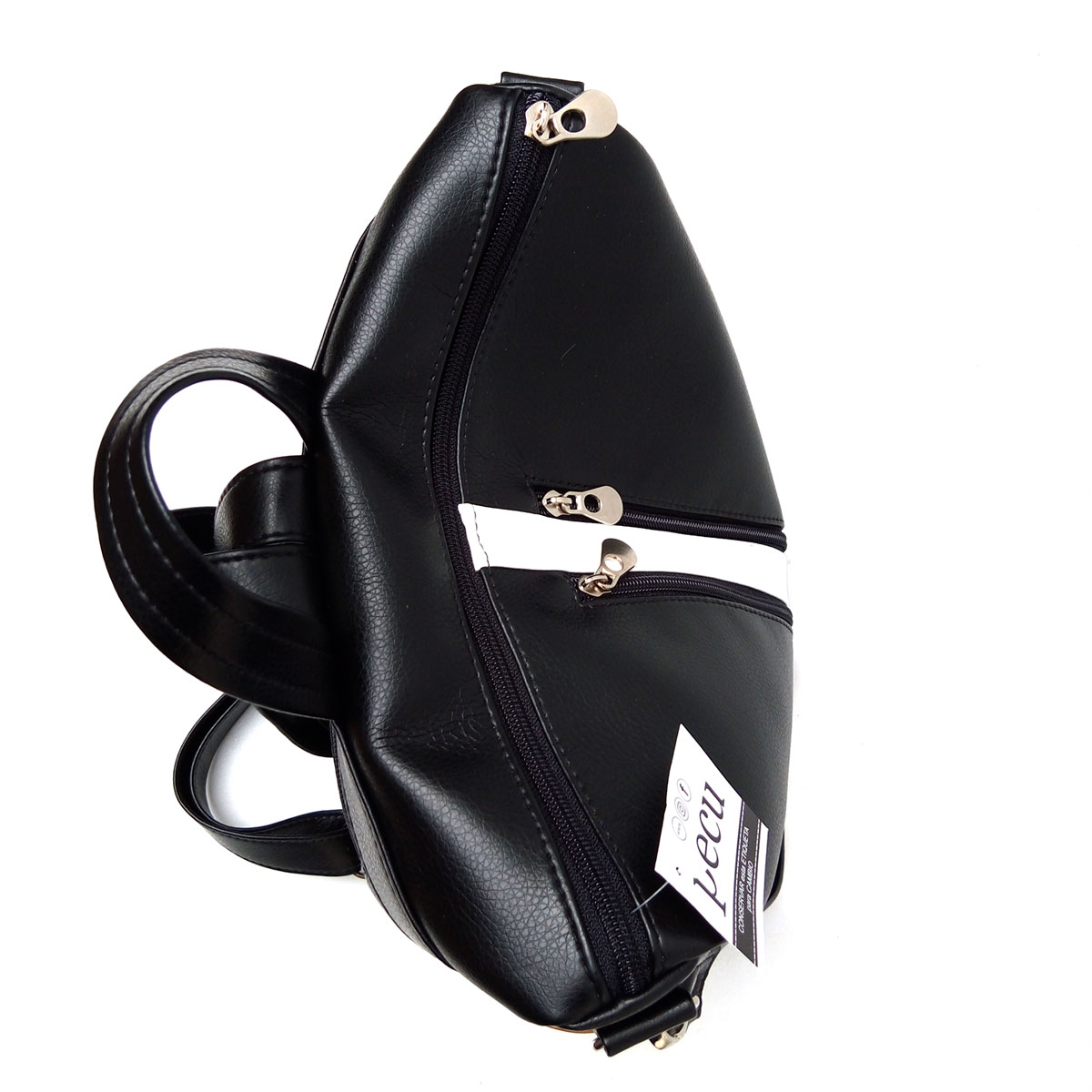 Cartera Mochila Bolso Cuero Eco Doble Cierre