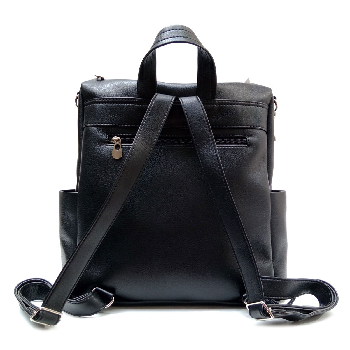 Cartera Mochila Bolso Cuero Eco Doble Cierre