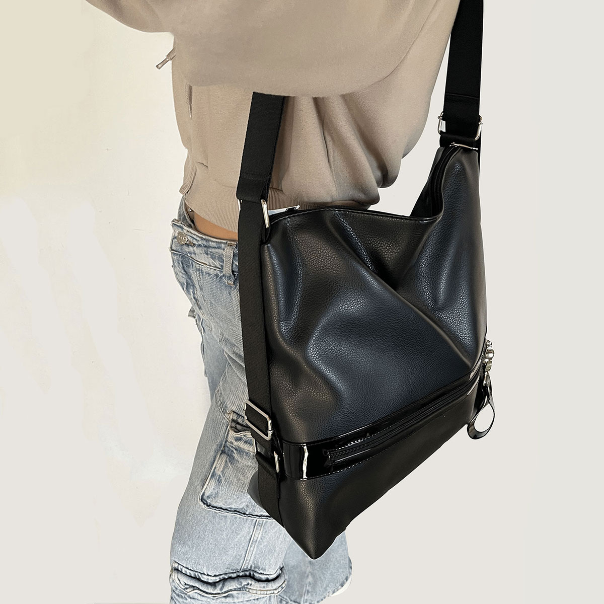 Cartera Bolso Mochila Mujer Cuero Vegano Extra Grande