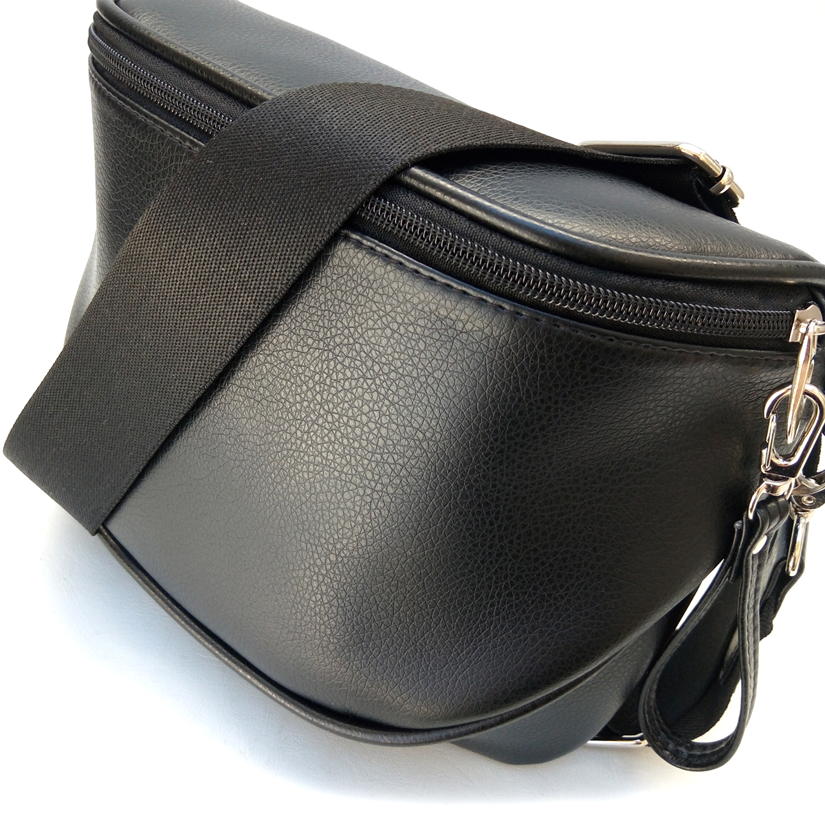 Bandolera Riñonera Mujer Negra Cuero Vegano