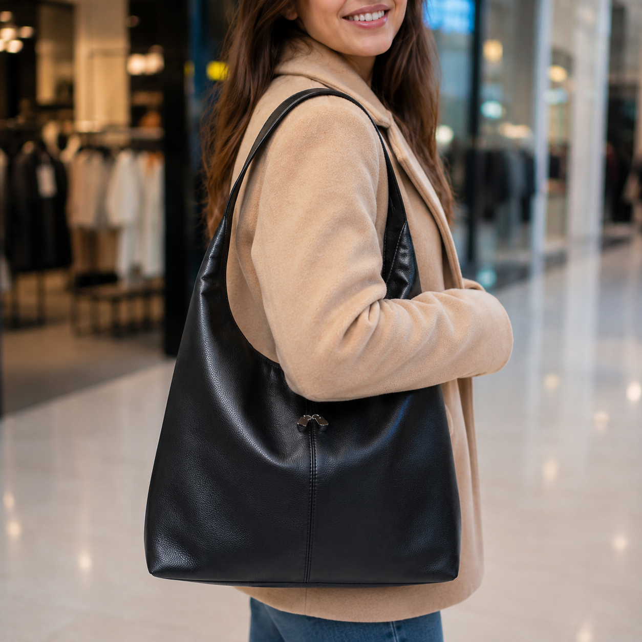Cartera Hobo Cuero Vegano Maxi
