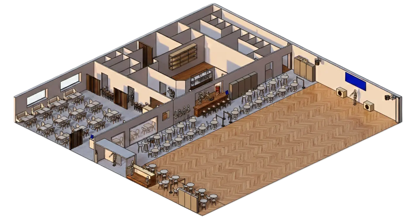 Vue 3D du local - angle 2