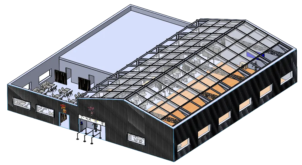 Vue 3D du local - angle 3