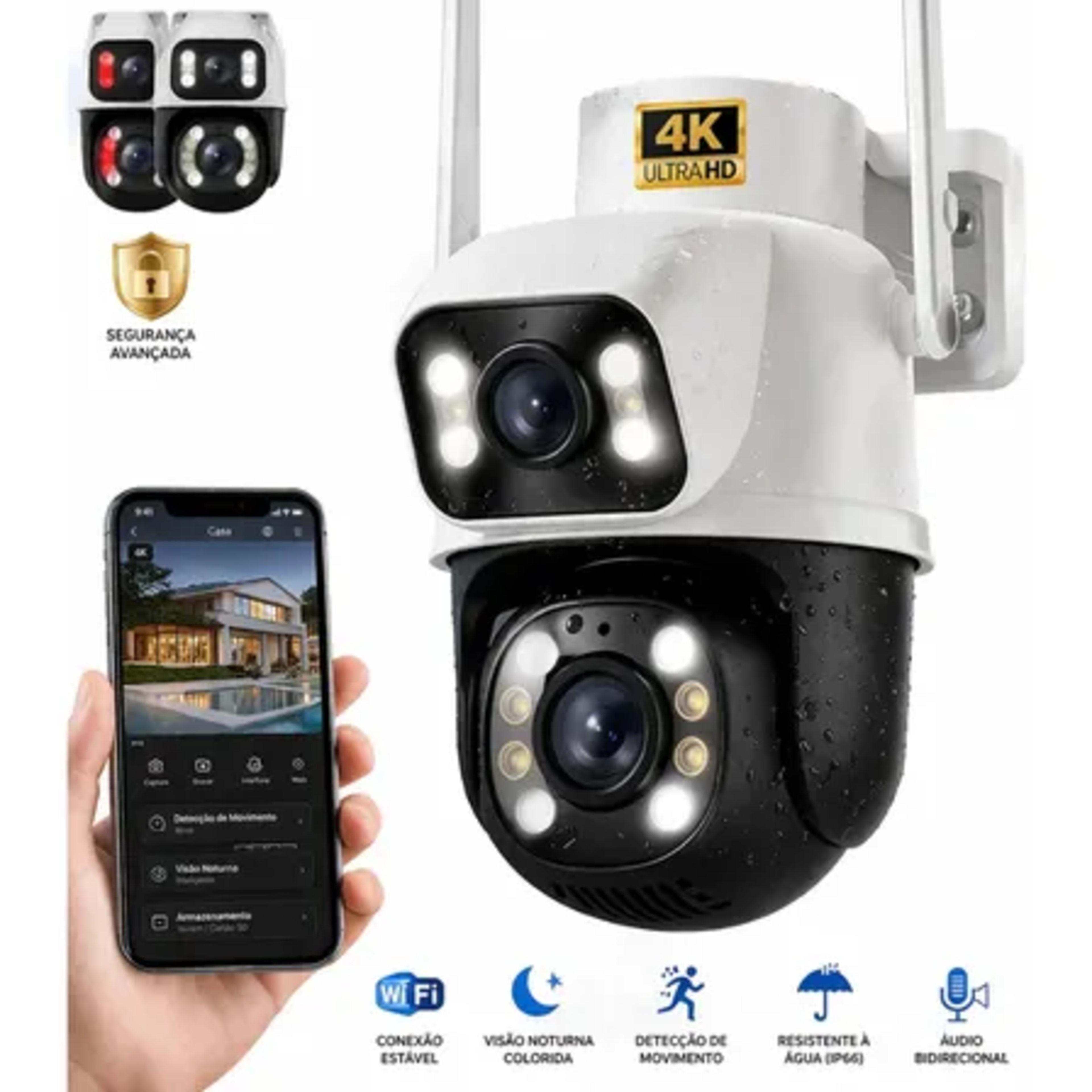 Câmera De Segurança Wi-fi Icsee/yoosee A28b 4k Dupla Lente Visão Noturna Colorida Full Hd Externa Prova D'água Ip66 Sensor Movimento Woosh A28 Inteligente