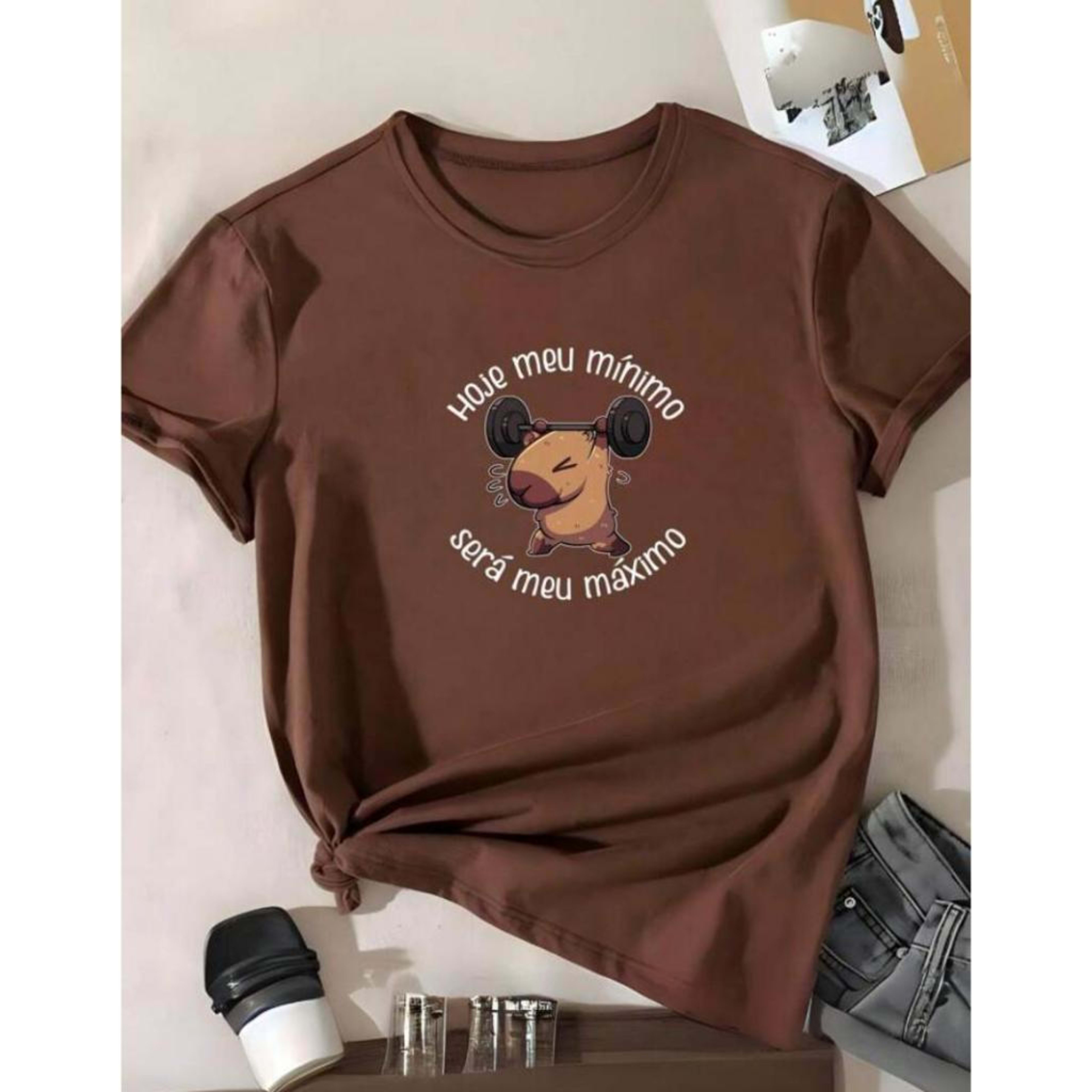 Camiseta Feminina Capirava Fitness Blusa Academia Meme 100% Algodão