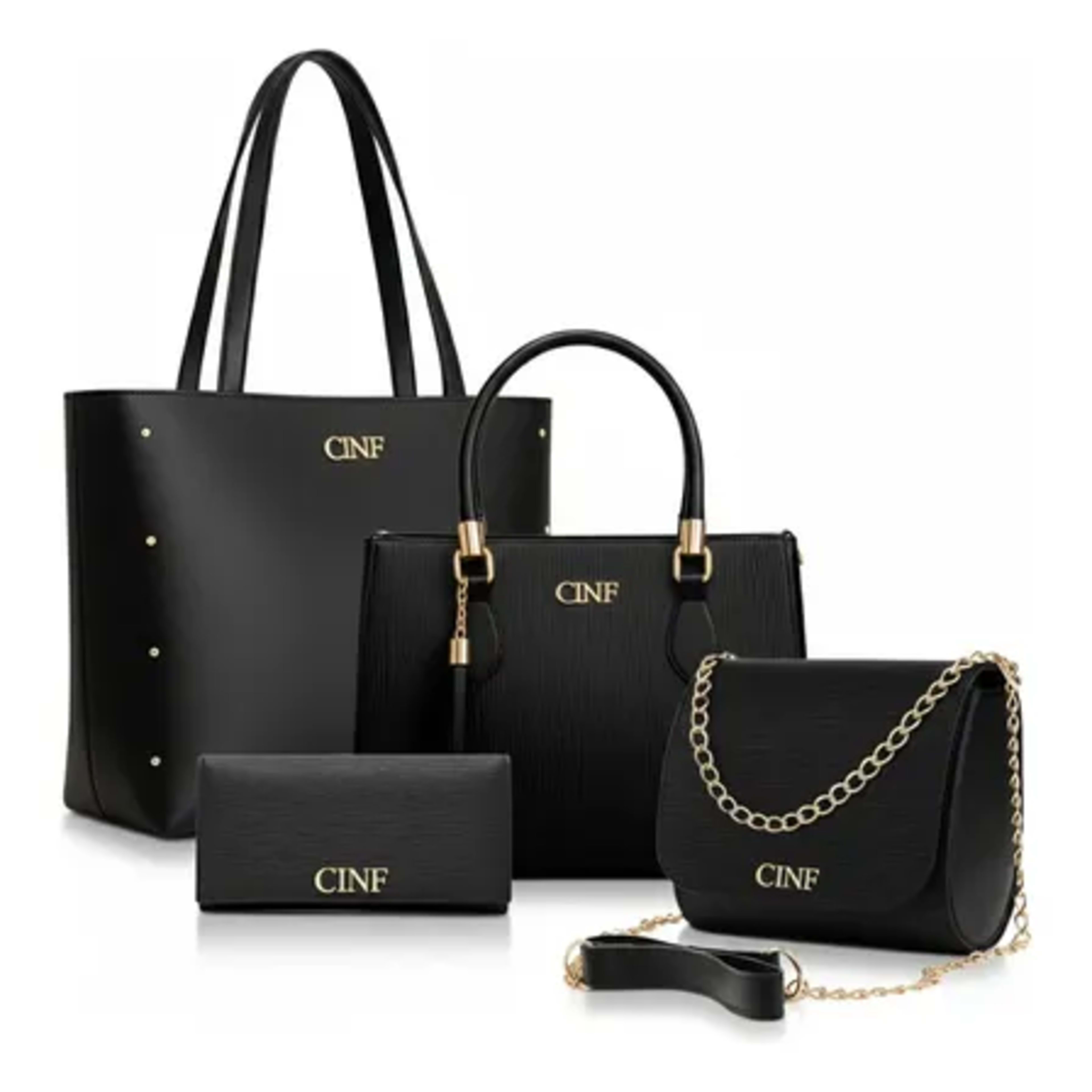 Kit Bolsas Feminina Sacola Transversal Tira Colo Carteira Cor Preta