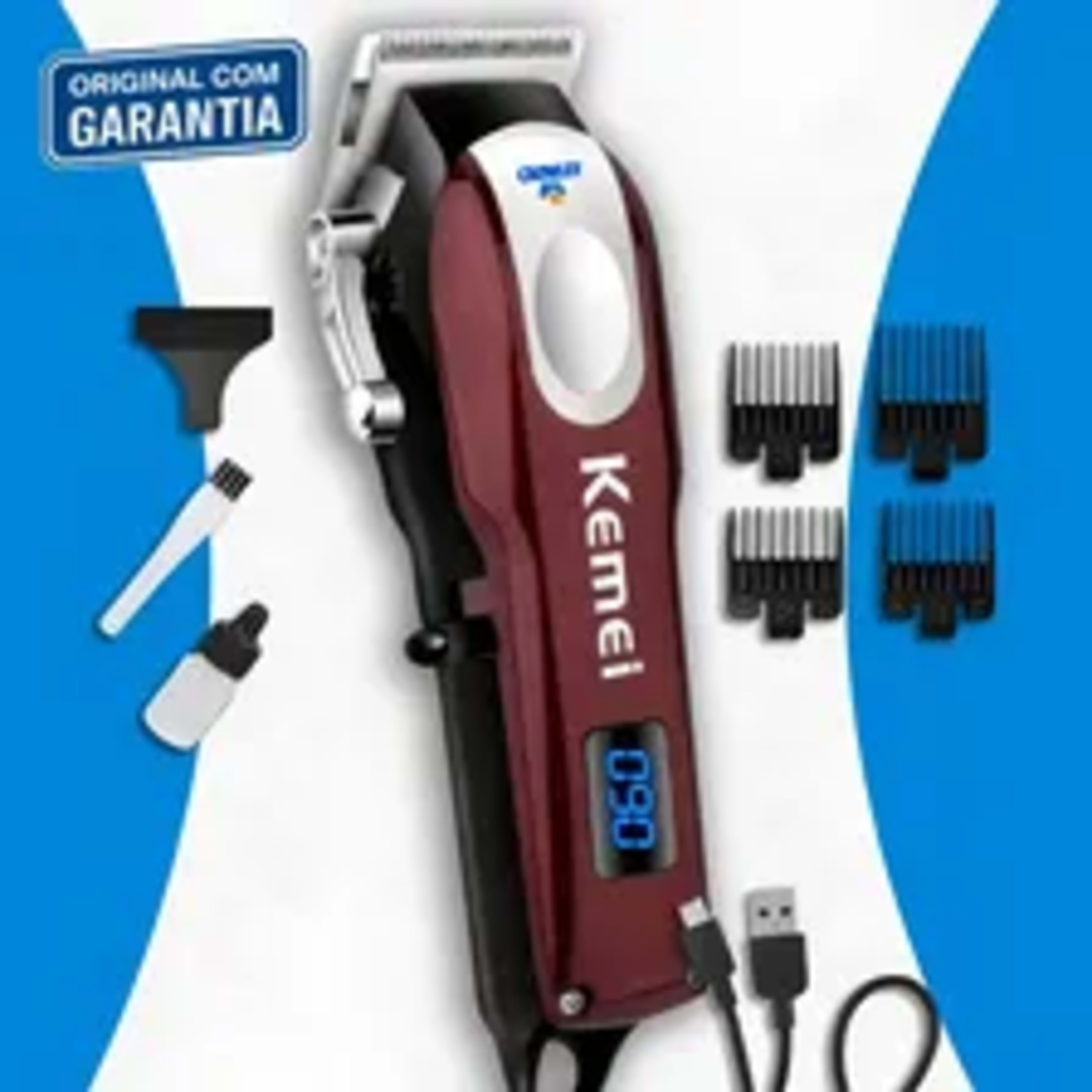Máquina Profissional Para Cabelos - Sem Fio - Kemei Km-2606  Bordô 127/220v