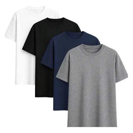 Kit 4 Camisas Camiseta Básica Lisa 100% Algodão Premium 30.1