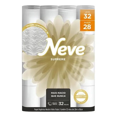 Papel Higiênico Neve Supreme Folha Tripla Leve 32 Pague 28