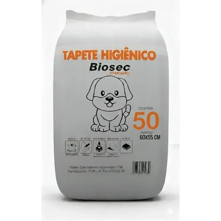 Tapete Higiênico 50 Unidades (60x55) Descartável Manta Fralda Absorvente Gel Para Cachorro Pet Cão Branco