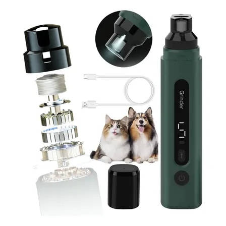 Cortador De Unha Pet Cachorro Gato Lixador Elétrico 5 Modos Verde-escuro