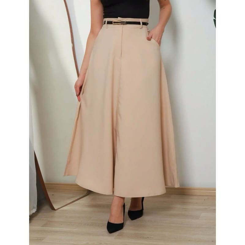 Saia Longa Feminina Alfaiataria Moda Evangélica Casual Básica Inverno Cintura Alta