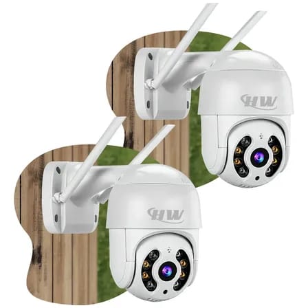 Kit 2 Câmera Segurança Ip Interna Externa Wifi Icsee Infravermelho Prova Dágua - Hw Branco