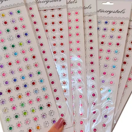 Kit 5 Cartelas Adesivo Strass Flor Neon Para Pet Artesanato