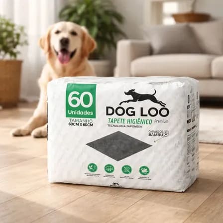 Tapete Higiênico Pet 60x60cm Carvão Ativo 60 Unids 6 Camadas