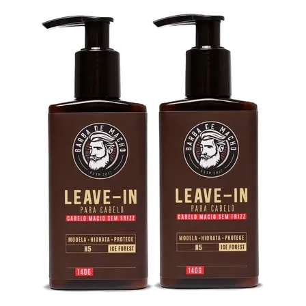 Kit 2 Leave-in Para Cabelo Ice Forest 140g Barba De Macho