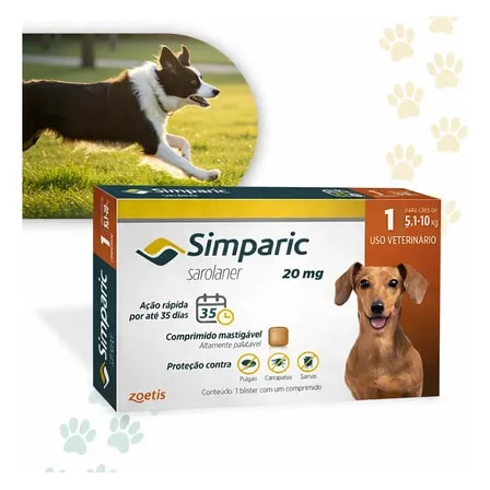 Simparic 20mg Antipulgas 5 A 10kg Zoetis 1 Comprimido Laranja-escuro