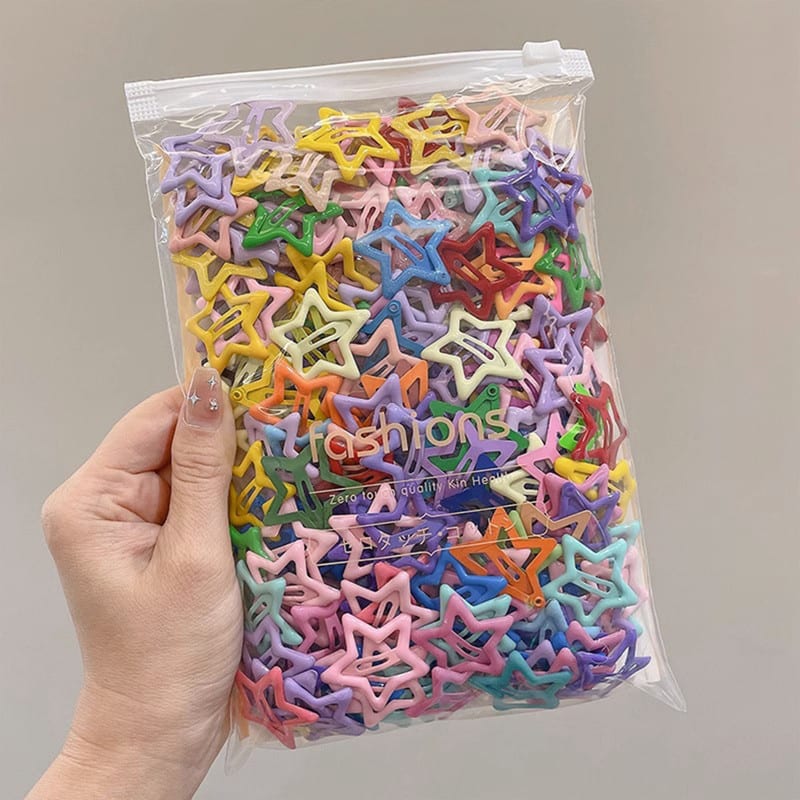 Grampos De Cabelo Com Estrela Colorida Para Meninas , Da Moda , Franja Lateral , Acessórios Infantil , 50 Peças