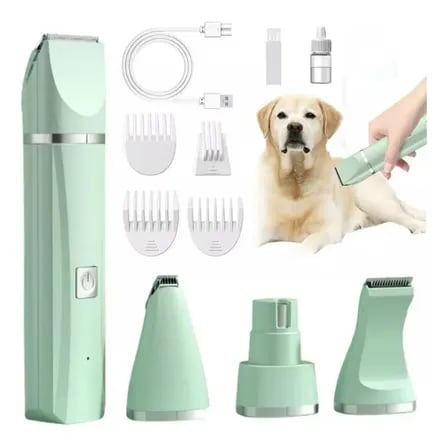 Cortador De Pelos Elétrico 4 Em 1 Para Cães E Gatos Verde-claro 127/220v