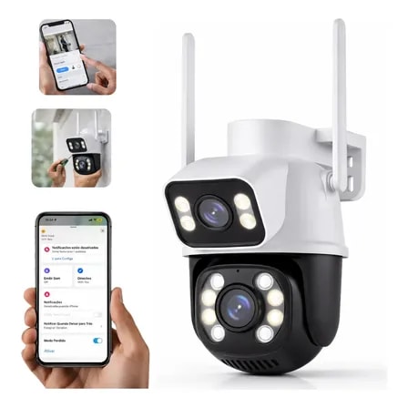 Câmera De Segurança A28b 5g Ampla Visão Dupla 3+3 Mp Icsee Preto