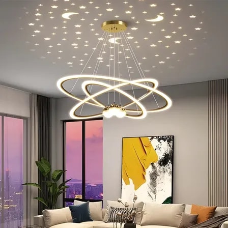 Lustres Sala, Luminaria Pendente Teto - 3 Cores Lampada Led 127/220v C3-xk