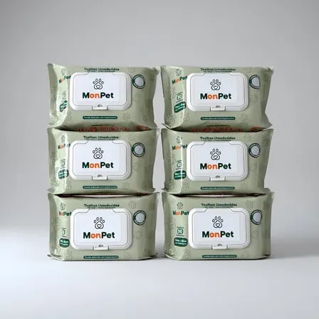 Toalha Lenço Umedecido Para Caes E Gatos Pet 6 Pacotes C/ 50