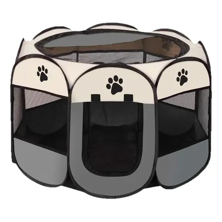 Cercado Para Cachorros Gato Pet Grande Dobrável Portátil G Cinza