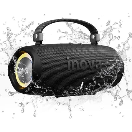Caixa De Som Bluetooth Caixinha Som Portátil Potente Tws Com Rádio Rgb Hifi Som À Prova D'água Ipx67 De Multimodo... Preto 127/220v