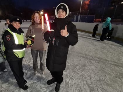 На катке домодедовцам напомнили о правилах безопасности на дорогах