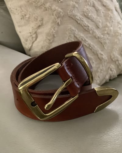Leather Belt with Gold Buckle