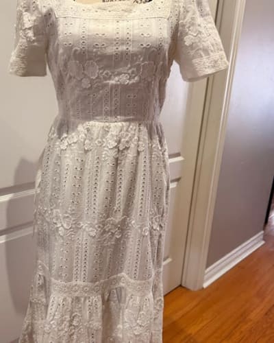 Adelyn Rae White Floral Eyelet Dress