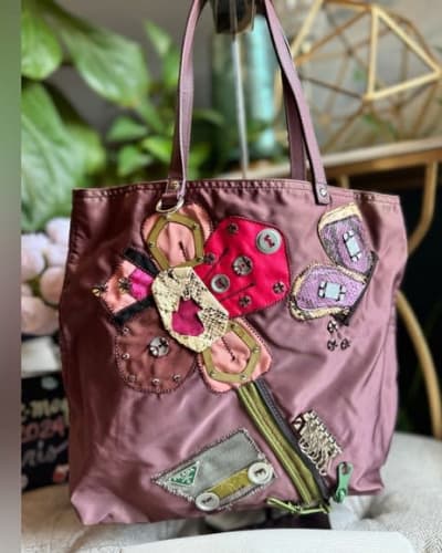 Prada Flower Tote with Unique Patchwork Design