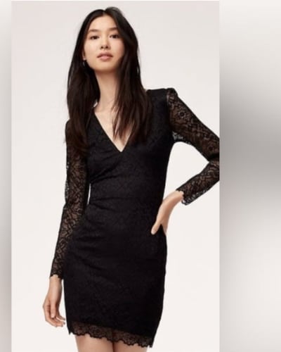 Wilfred Black Rowland Dress with Plunge Neckline and Bish...