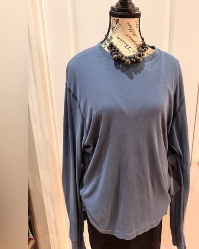 Burberry Brit Grey-Blue Long Sleeve Top with check elbows