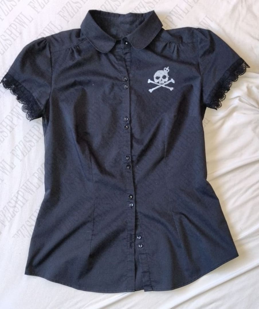 Black Skull and Crossbones Blouse