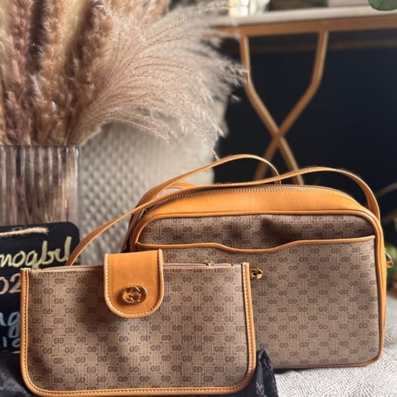 Gucci Vintage Micro GG Camera Bag. Set