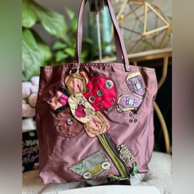 Prada Flower Tote with Unique Patchwork Design