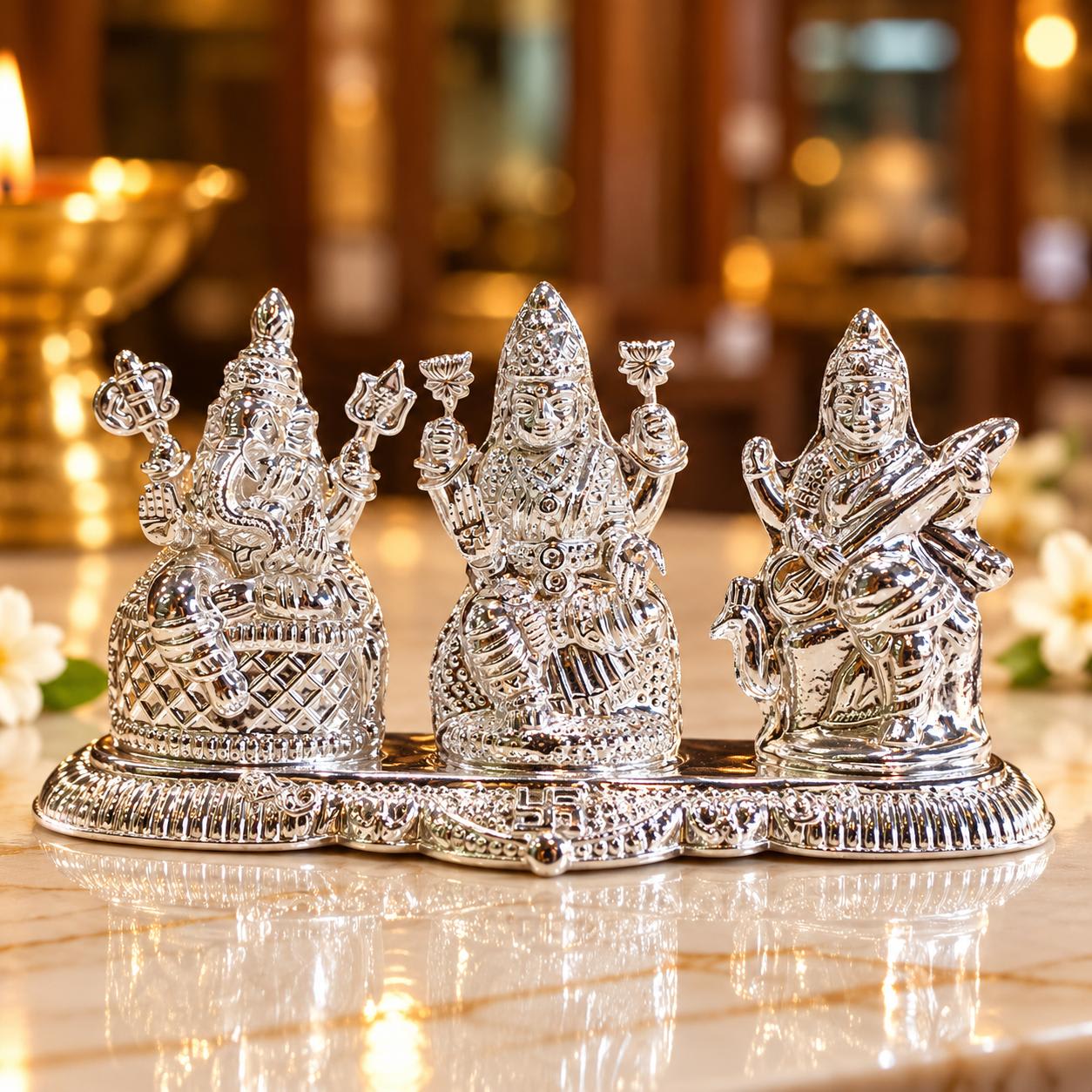 Silver Tridev Murti