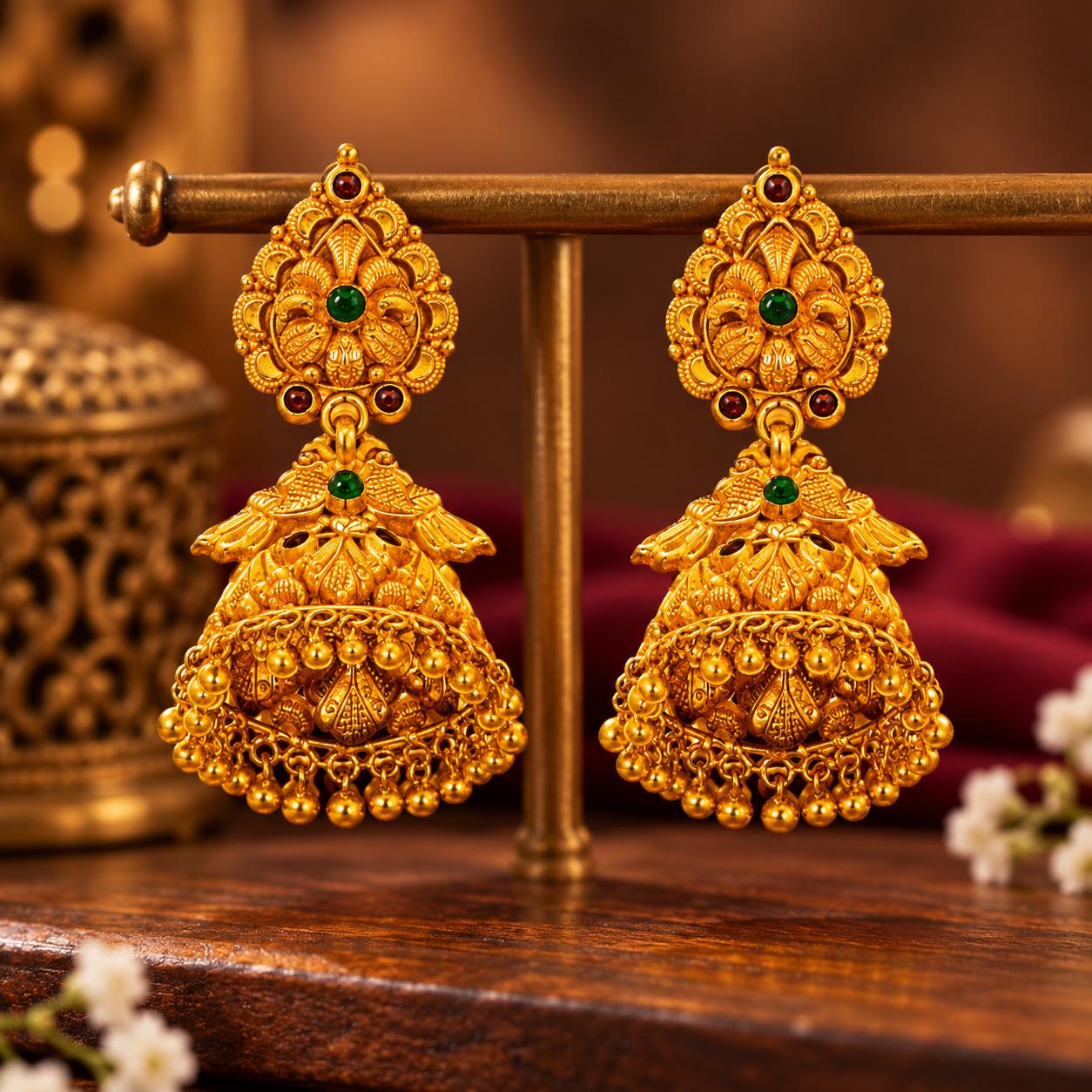 22K Temple Jhumka