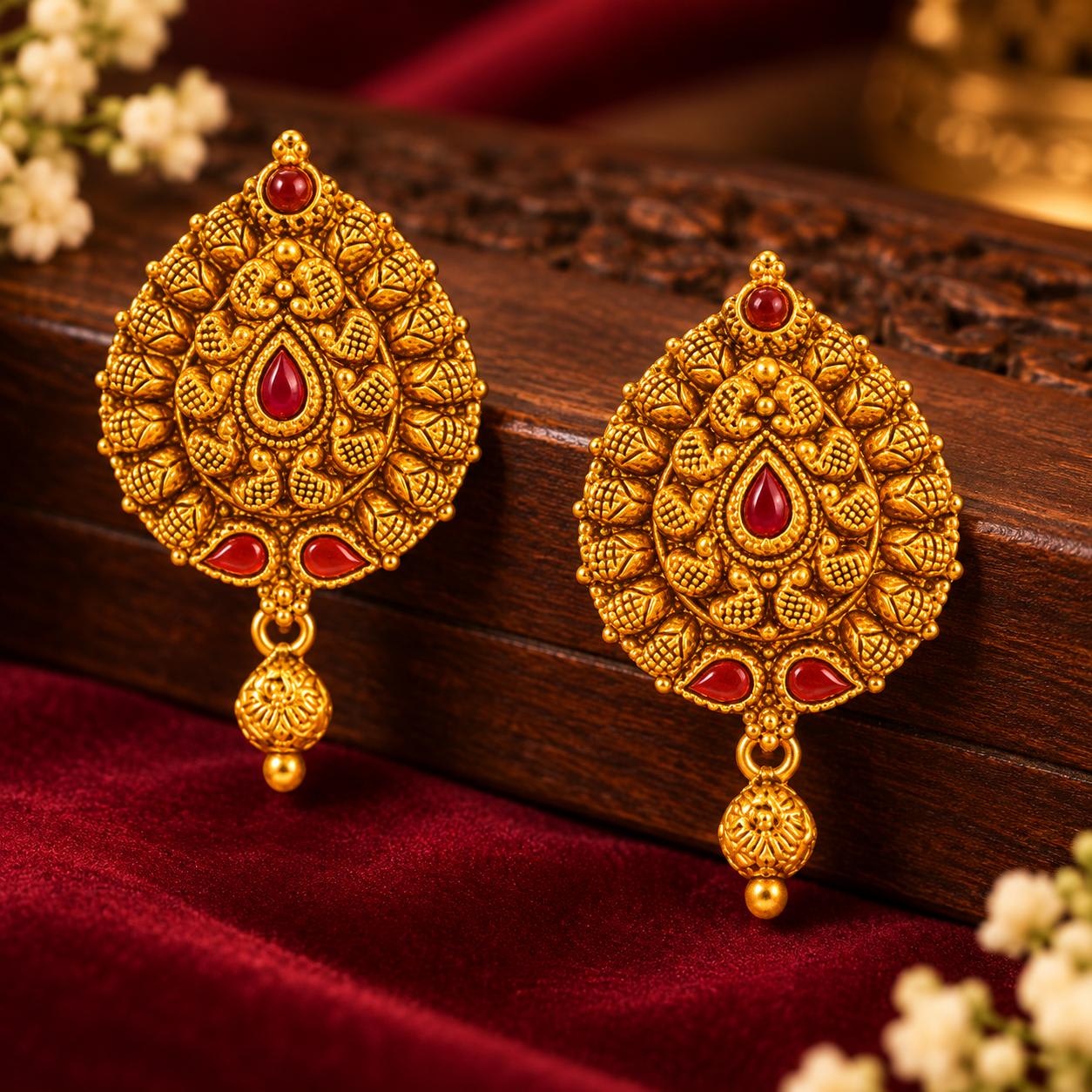 22K Temple Earrings