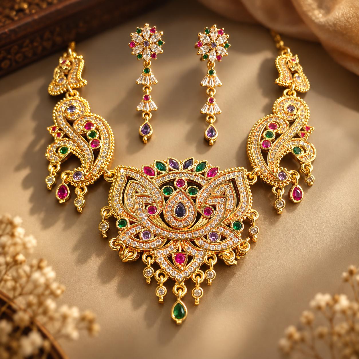 Elegant Necklace Women's Fancy Jewelry Bridal Set