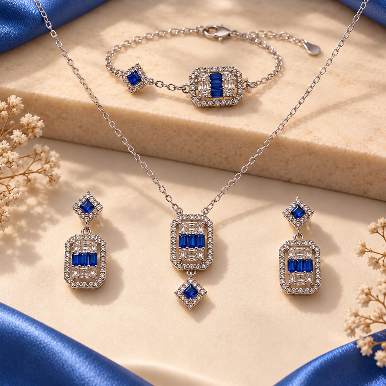 92.5 Royal Sapphire Women's Italian Necklace
