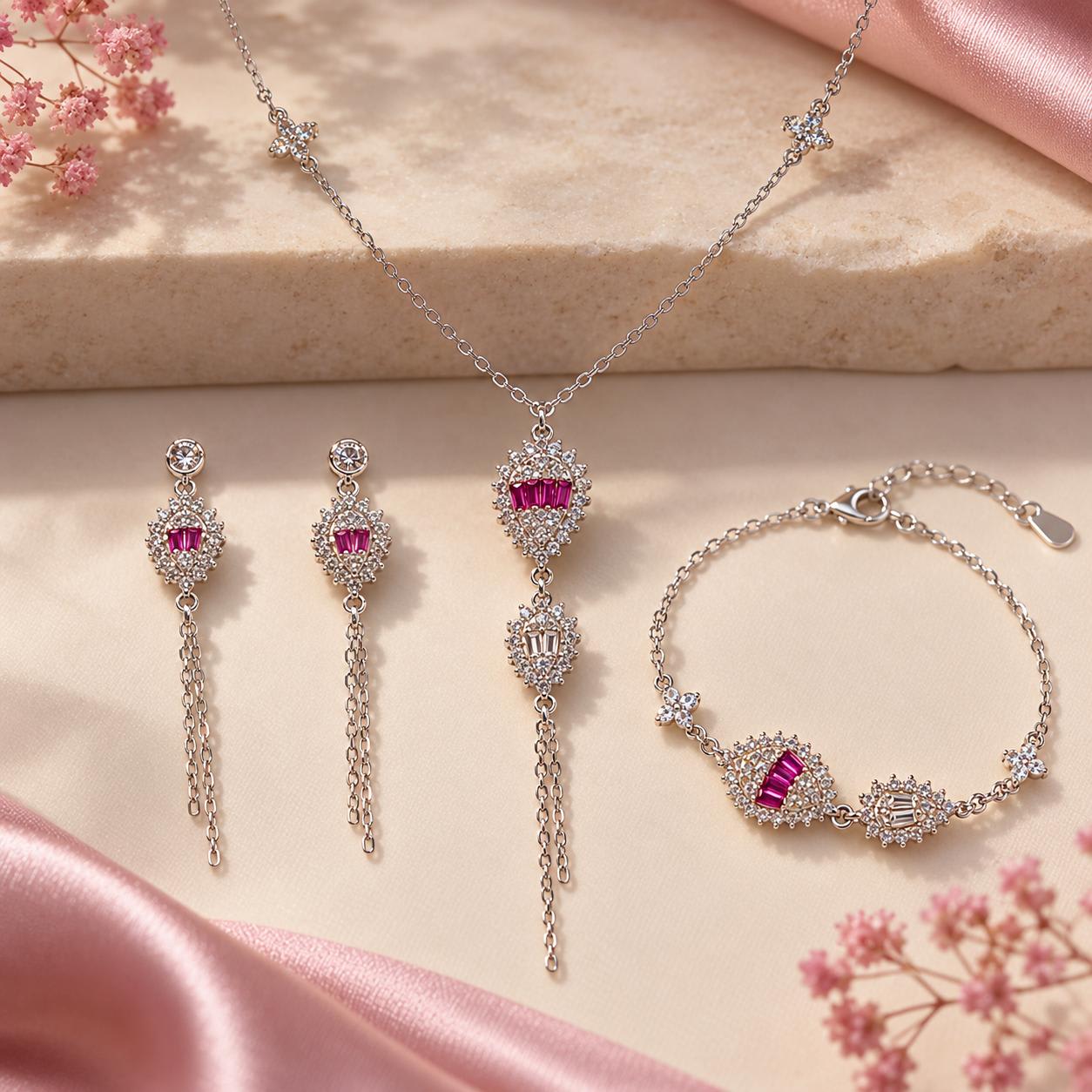 92.5 Ruby Royale Women's Italian Necklace