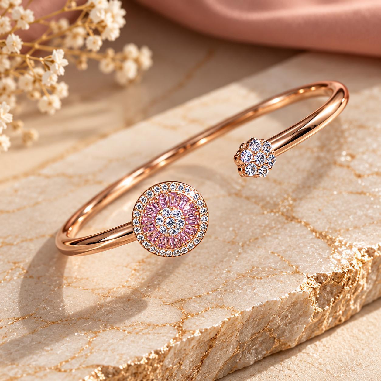 92.5 Rosé Bloom Kada Rose Gold Women's Italian Kada