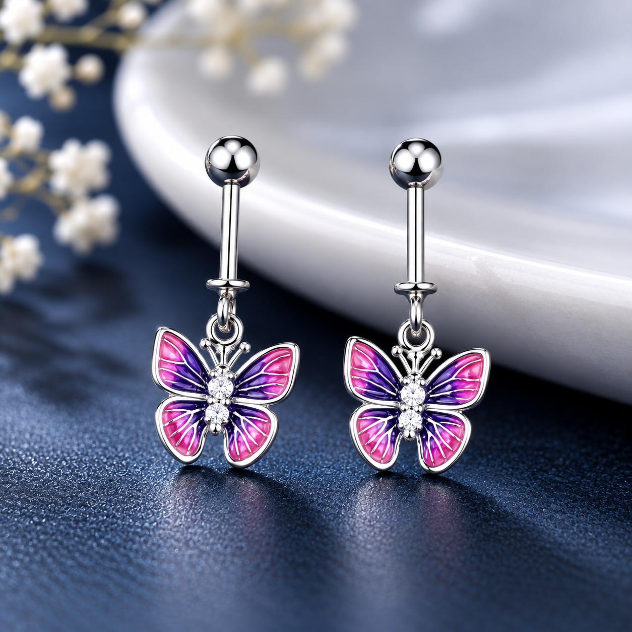 92.5 Pink Butterfly Women's Italian Bugadi